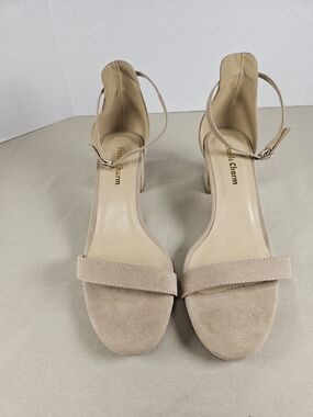 Women's Nude Suede Ankle-Strap Heels